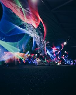 Light painting of firework display at night