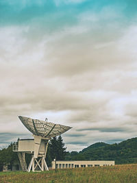 Large radio telescope facility, listen to sapce signals. antennas facility in meadew.