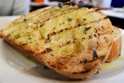Close-up of bread in plate