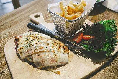 Close-up of food on table