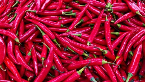 Full frame shot of red chili peppers