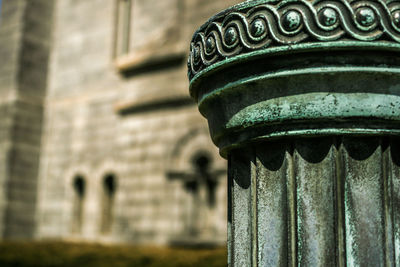 Close-up of metal statue