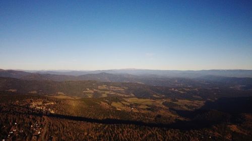 Aerial view of landscape against clear sky