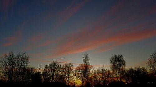 Silhouette trees against sky during sunset