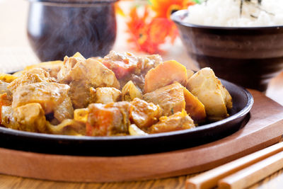 Close-up of meal served in plate