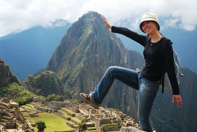 Woman looking at mountains