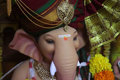 Close-up of woman for sale in market