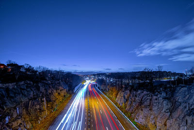 Long exposure of highway traffic at night
