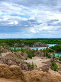 Scenic view of land against sky