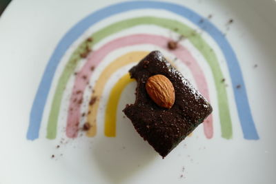 Directly above shot of cake in plate