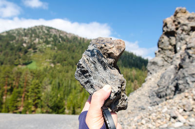 Man holding rock