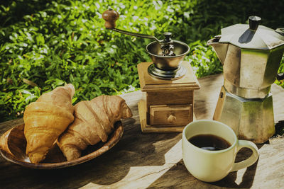 Coffee cup on table