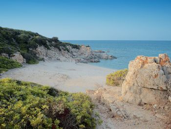 Scenic view of sea against clear sky