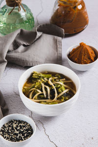 Close-up of food in bowl on table
