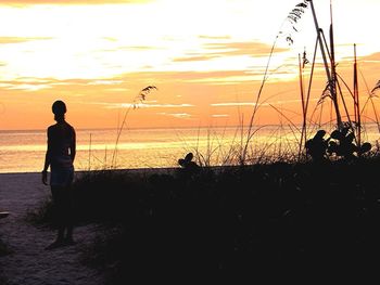 Scenic view of sea at sunset