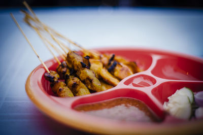 Close-up of food served in plate