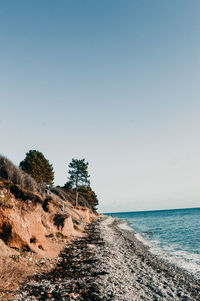 Scenic view of sea against clear sky