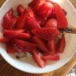 Close-up of strawberries in plate