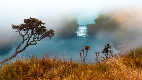 Scenic view of lake against sky