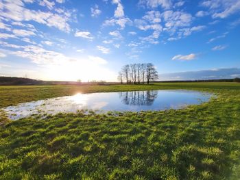 Scenic view of lake against sky