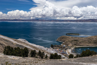 Scenic view of sea against cloudy sky