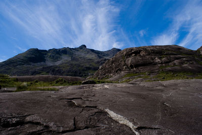 Scenic view of rocky mountains against sky