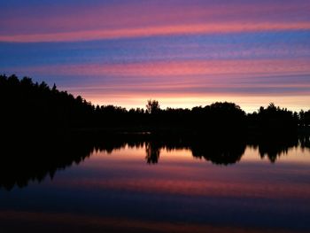 Scenic view of calm lake at sunset