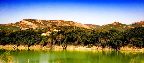 Scenic view of lake against clear sky