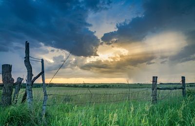 Scenic view of landscape against cloudy sky