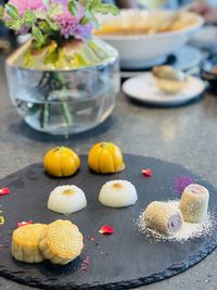 Close-up of food on table