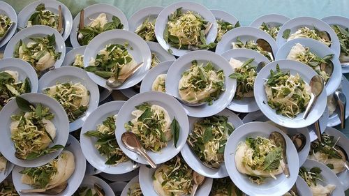 High angle view of food on table