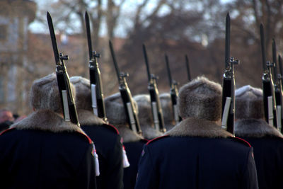 Rear view of army soldiers