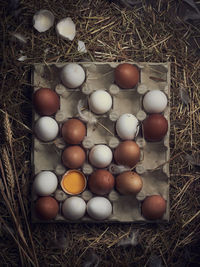 Pack oh eggs in the morn ing of the farm