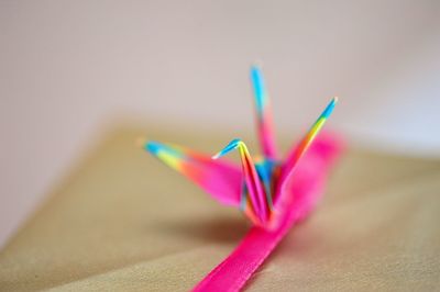 Close-up of paper crane
