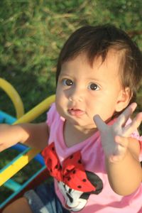 Close-up portrait of cute baby girl