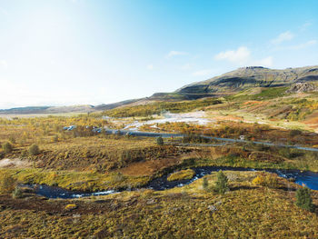 Scenic view of landscape against clear sky