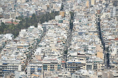 High angle view of buildings in city