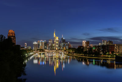 Illuminated buildings in city at night