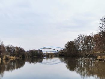 Bridge over lake against sky