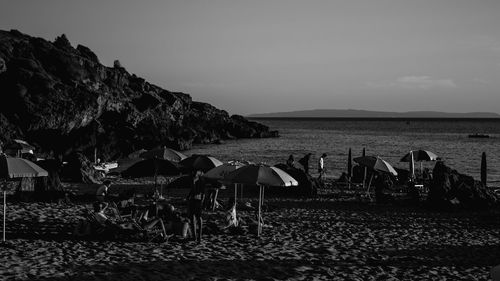 Scenic view of beach against clear sky