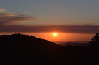 Scenic view of sunset over mountains