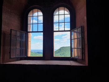 Trees seen through window