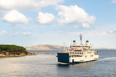 Ship in sea against sky