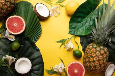 Directly above shot of pineapple on table