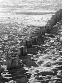 Aerial view of groyne on beach