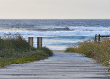 Scenic view of sea against clear sky