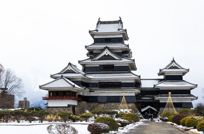 Traditional building against sky during winter