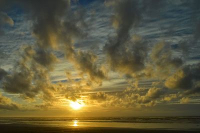 Scenic view of sea against dramatic sky