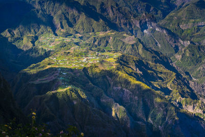 High angle view of sunlight falling on land