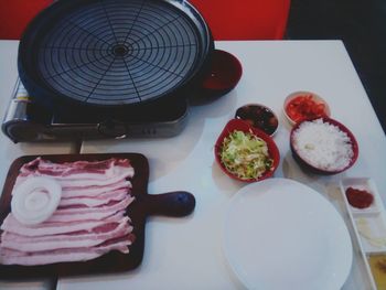 Close-up of food on table